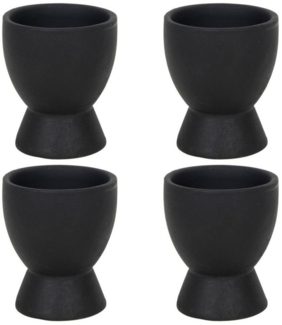 HIT Trading Eierbecher BRUNCH, Ø 6 cm, H 8 cm, Schwarz matt, (Set, 4-tlg), Steingut