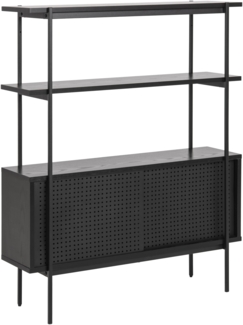 Standregal >Angus< in schwarz, MDF, Stahl - 94x113,8x27cm (BxHxT)