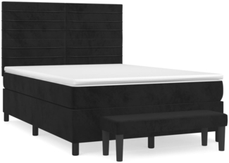 vidaXL Boxspringbett mit Matratze Schwarz 140x190 cm Samt 3137901