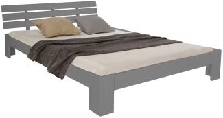 Homestyle4u Futonbett, massives Kiefernholz, Grau, 140 x 200 cm, mit Matratze