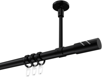 Gardinenstangen-Set Sonette Zoena 260 cm (geteilt in 2x130 cm), 1-läufig, 20 mm Ø Schwarz