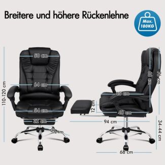 ALFORDSON Bürostuhl Ergonomischer Schreibtischstuhl mit Wärmemassagefunktion (1 St), multifunktionaler Computerstuhl, Drehstuhl für Büro und Heim