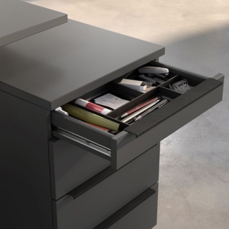 Lomadox Rollcontainer MEMPHIS-01, 4 Schubladen, graphit mit Metallgriffen