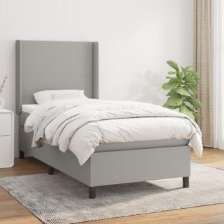 vidaXL Boxspringbett mit Matratze Hellgrau 90x190 cm Stoff 3131233