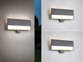 2er Set flache LED Außenwandleuchten mit Bewegungsmelder Anthrazit, Breite 40cm