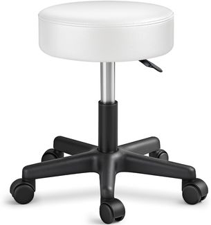 Rollhocker Weiß Arbeitshocker Drehhocker Kosmetikhocker