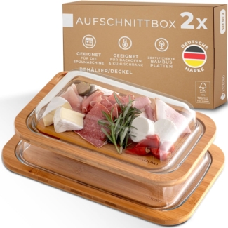 Exitoso Lunchbox mit Bambusdeckel, Bambus/Glas, vielseitig nutzbar für Gemüse, Snacks etc, plastikfrei