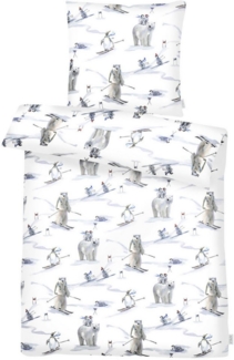 APELT Bettwäsche Nils GOTS, Satin (Bio-Baumwolle), 2 teilig, Eisbären und Pinguine