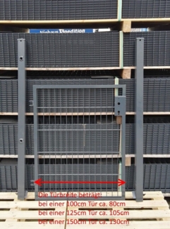 Gartentor / Zauntür Basic für Stabmattenzaun Anthrazit Breite (inkl. Pfosten) 125cm x Höhe 140cm 6 / 5 / 6 mm