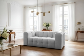 Sofa Designersofa SOLVIE 2-Sitzer in Stoff Moly Hellgrau
