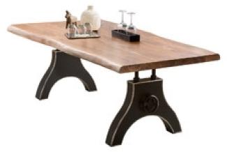 Tisch aus Akazie, Metall - 220 x 100 x 76 cm - Platte Natur, Gestell schwarz