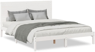 vidaXL Massivholzbett Extra Lang ohne Matratze Weiß 140x210 cm 3309300