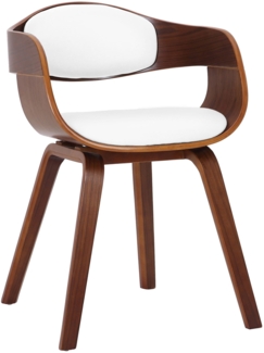 DELUKE® Besucherstuhl LONDON - 73x49x46cm, Walnuss/Weiß Kunstleder Holz Gestell Konferenzstuhl Wartezimmerstuhl