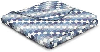 Biederlack Wohndecke Kuscheldecke 150x200 Stairway Karo kariert blau weiß 807601