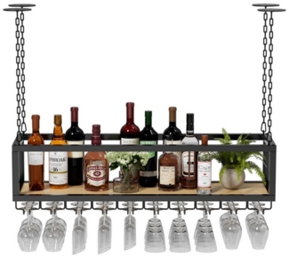 TWSOUL Weinregal Decken-Weinregal im Industrie-Stil, Höhenverstellbarer, Hängeregal für Weingläser, Geeignet für Küche/Bar/Restaurant