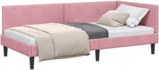 vidaXL Eckbettgestell Rosa 100 cm x 200 cm Polyester und Sperrholz 42016239