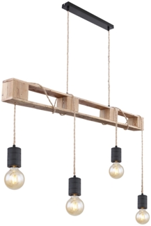 Hängeleuchte, braun, Kabel zum Herumwickeln, schwarz matt