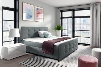 99rooms Primo Boxspringbett 200x200 cm Strukturstoff INARI Hellgrau