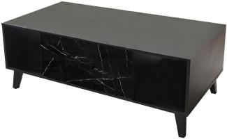 Couchtisch Jaine 125 x 47 x 65 Wohnzimmertisch Melamin Schwarz/Marmor Schwarz 10120