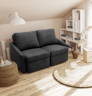 DOMO. collection Sofa Relax Box, 2-Sitzer Couch mit Boxspringfederung und Schlaffunktion, 2er Schlafsofa, Polstergarnitur 168 x 96 x 86 cm (BxTxH), dunkelgrau