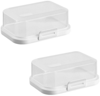 Engelland Butterdose Stapelbare Butter-/Käsedose, Kunststoff, (Vorteils-Set, 2-tlg, mit sicherem Klickverschluss), stapelbar, platzsparend, Ordnung im Kühlschrank, BPA-Frei, Mehrzweck
