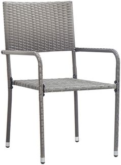 vidaXL Garten-Essstühle 4 Stk. Stapelbar Grau Polyrattan 318701
