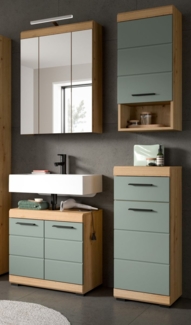 Badmöbel Set in Shawn grün und Eiche 4-teilig 112 cm