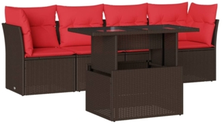 vidaXL 5-teiliges Gartensofa-Set mit Kissen, braun, Polyrattan 3266354