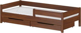 WNM Group Kinder Einzelbett Miki mit Schubladen und Matratze, 4 Farben, viele verschiedenen Gren, Massivholz & Holz-Platte, 180x80, Palisander