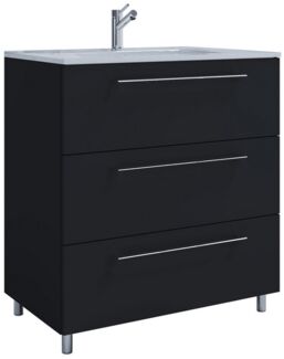 VCM Badmöbel Waschtisch Badinos 914851 Schwarz H. 86 x B. 60 x T. 46 cm