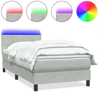 vidaXL Boxspringbett mit Matratze Hellgrau 90x220 cm Samt 3316911