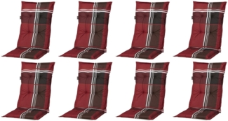Madison Hochlehnerauflage 8er Set A 023 Gartenstuhl Auflagen Kissen Polster für Hochlehner, (8er Set), rot kariert