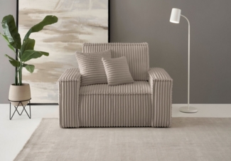 andas Loveseat FINNLEY, XXL-Sessel, Lesesessel, trendige Stoffe, inkl. Zierkissen (1-St), verfügbar in den Stoffqualitäten Bouclé, Struktur fein und Mega Cord