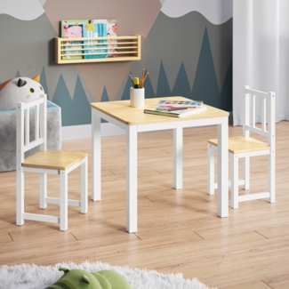 Bellabino 'Sora' Kindersitzgarnitur, weiß/natur, Kindersitzgruppe aus 2x Stuhl und 1x Tisch, Kiefer, ab 2 Jahren