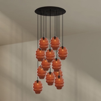 s.luce Echos Galerieleuchte 12-flammig Ø 80cm Baldachin Ø 25cm Braun, Schwarz