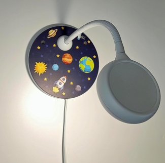Wandleuchte für Kinderzimmer mit Weltall Motiv und Flexarm, Höhe 20cm