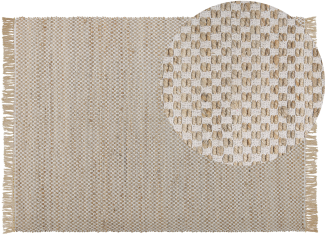 Teppich beige 140x200 cm kariertes Muster Kurzflor zweiseitig ZERDALI
