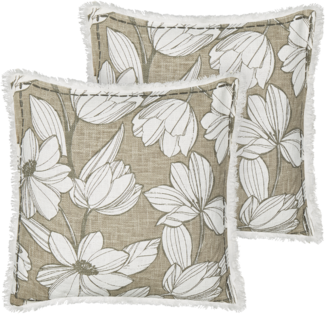 Kissen 2er Set Blumenmuster CYANOTIS Baumwolle 45 x 45 cm Grün