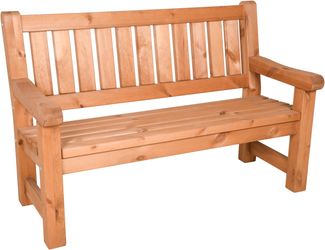 Gartenbank TOBIAS 2-Sitzer - 124cm Breit, Kiefer, Kieferbraun | Terrassenbank Wetterfest Sitzbank Outdoor Bank