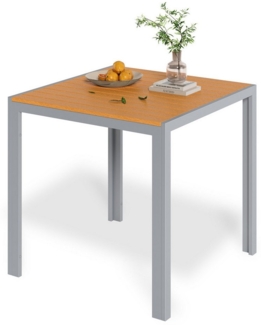 TLGREEN Gartentisch Aluminiumrahmen Quadratisch (75x75 cm WPC Balkontisch Wetterfest, Quadratisch Terrassentisch, 1 Tisch), Esstisch Outdoor, Hitze- und Wetterbeständig, rutschfest-schwarz