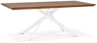 Kadima Design Designer Ess/Schreibtisch mit X-förmigem Metallbein, 200 x 100 cm, Braun-Weiß