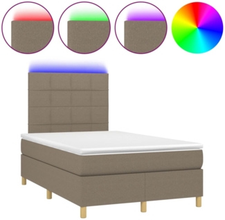 vidaXL Boxspringbett mit Matratze & LED Taupe 120x190 cm Stoff 3270250