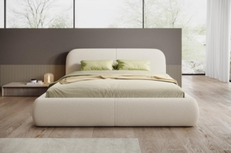 Compleo Polsterbett Doppelbett mit dicker Schaumstoffpolsterung, Premium Bett, Bouclé Bett, Elegant design fürs Schlafzimmer