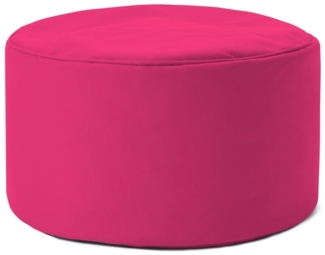 Lumaland Indoor Outdoor Sitzsack Hocker 25x45 cm - Runder Sitzpouf, Sitzsack Bodenkissen, Fussablage, Bean Bag Pouf - Wasserabweisend - Pflegeleicht - ideal für Kinder und Erwachsene - Pink