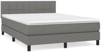 vidaXL Boxspringbett mit Matratze Dunkelgrau 140x190 cm Stoff, Härtegrad: H2 [3140050]