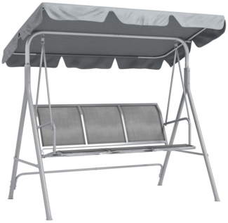 MC Star Hollywoodschaukel 3-Sitzer Gartenschaukel mit Dach, Metall Grau Silber, 170x110x153 cm, perfekte Relaxliege für Garten & Terrasse