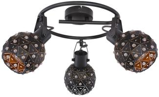 Deckenleuchte, Kristalle, schwarz, Spots beweglich, D 26 cm