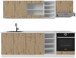 Küchenzeile R-Line Artisan Eiche/Weiß 240 cm ohne Arbeitsplatte Vicco