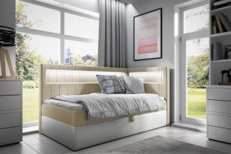 Boxspringbett Gästebett Kinderbett FABIAN Nr. 3 80x200cm Weiss-Beige Seite Rechts