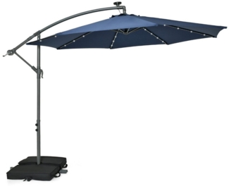 COSTWAY Sonnenschirm Gartenschirm, mit Ständer, 40 Solar LED Leuchten